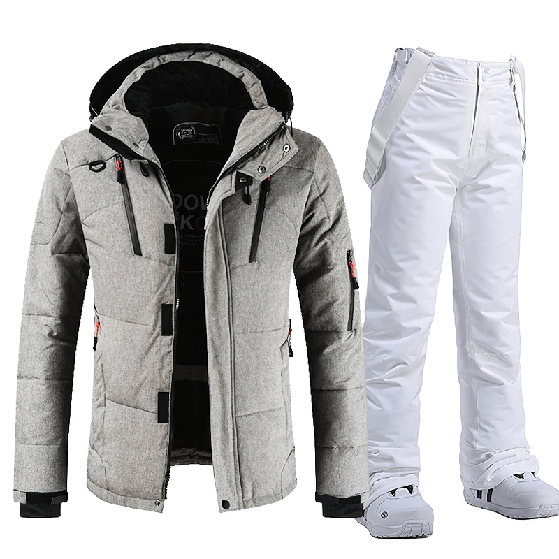 Warm windproof waterproof ski suit SF1783 with white duck down, perfect for outdoor winter sports and skiing adventure.